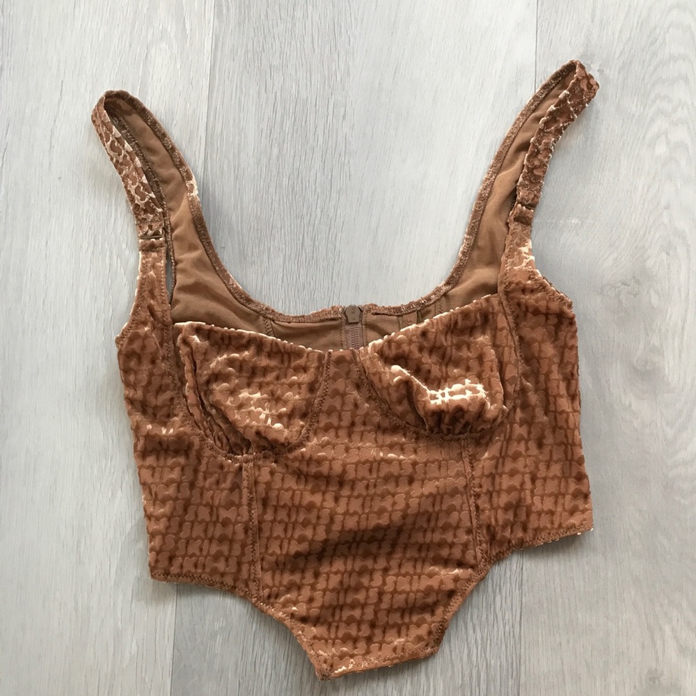 SKIMS BURNOUT ALLOVER LOGO CORSET TOP WOMENS SMALL